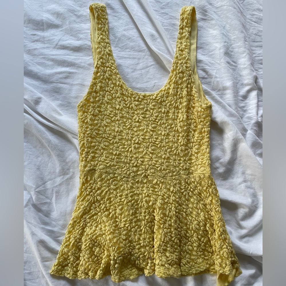 Urban Outfitters yellow crop peplum top double lined